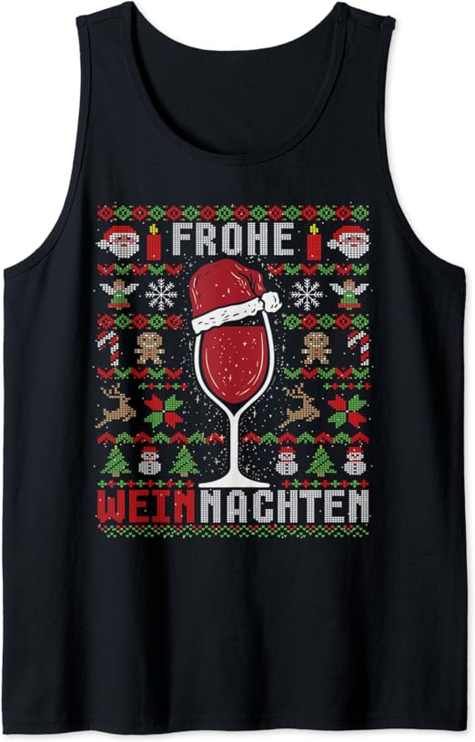 Ugly Christmas Frohe Weinnachten Wein Geschenk Weintrinker Tank Top